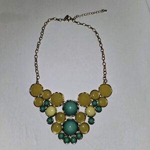 NY Goldtone Yellow and Green Bib Statement Necklace